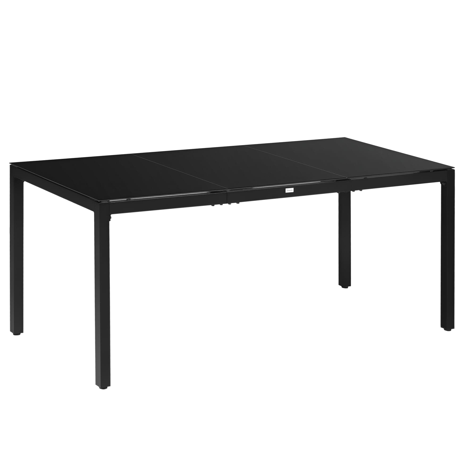 Outsunny Table de Jardin rectangulaire Table de Salle à Manger extérieur pour 8 Personnes avec Plateau en Verre trempé et Cadre en Aluminium 180 x 80 x 72 cm Noir
