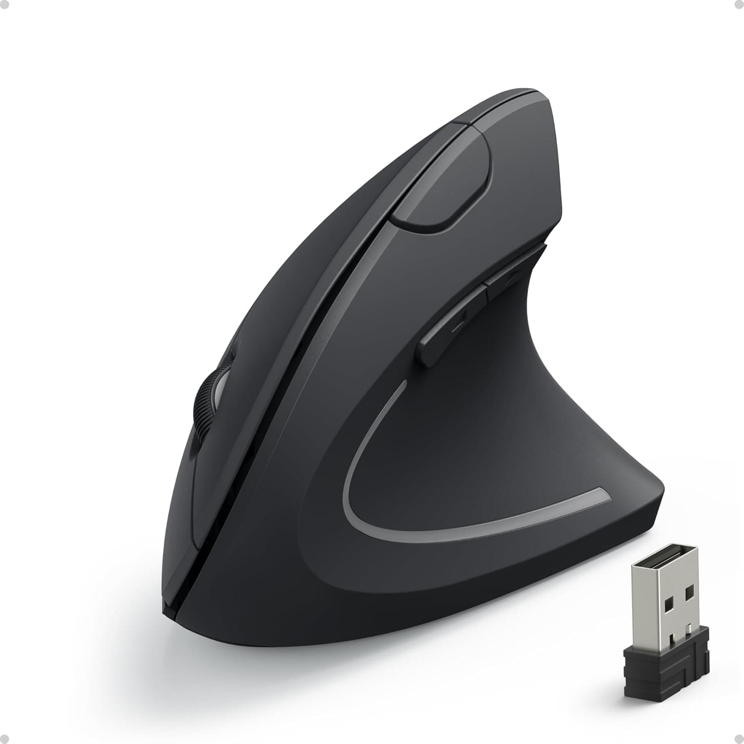Anker 2.4G Wireless Vertikale Ergonomische Optische Maus Vertical Ergonomic Optical Maus Kabellos für Windows und Mac OS, USB, 800/1200/1600 DPI, 5 Tasten