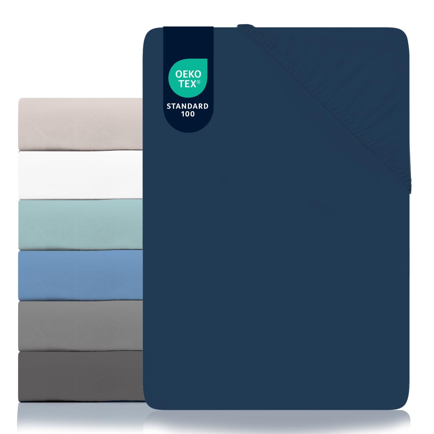 Dreamzie - Drap Housse 80x200 - Microfibre (100% Polyester) - Oeko Tex - Drap Housse 80 x 200 Enfant - Bleu Foncé