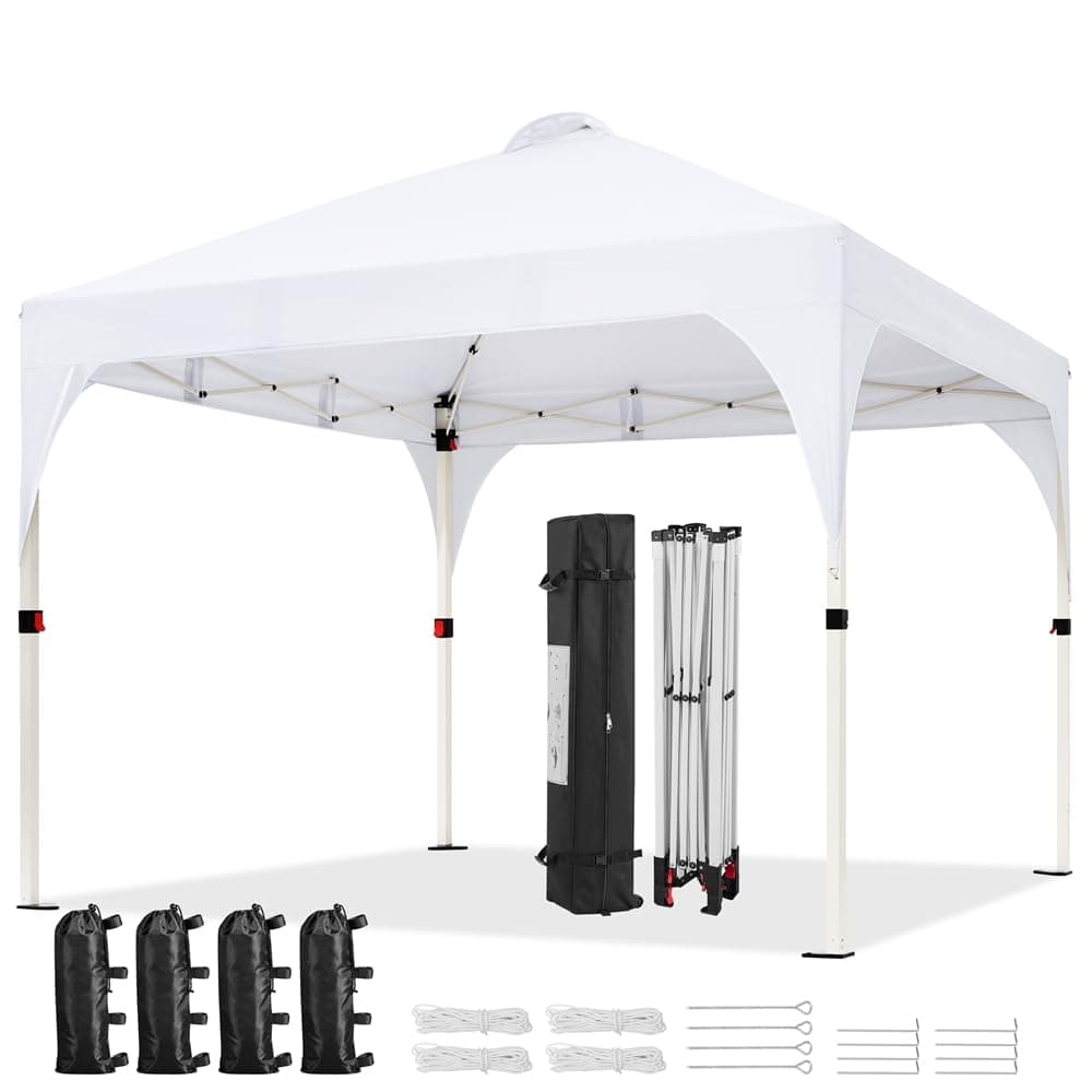 Yaheetech Carpa Plegable 3x3m Cenador de Jardín Impermeable para 8-10 Personas,con Ventilacion y Bolsa de Transporte, Ideal para Playa y Camping Blanco