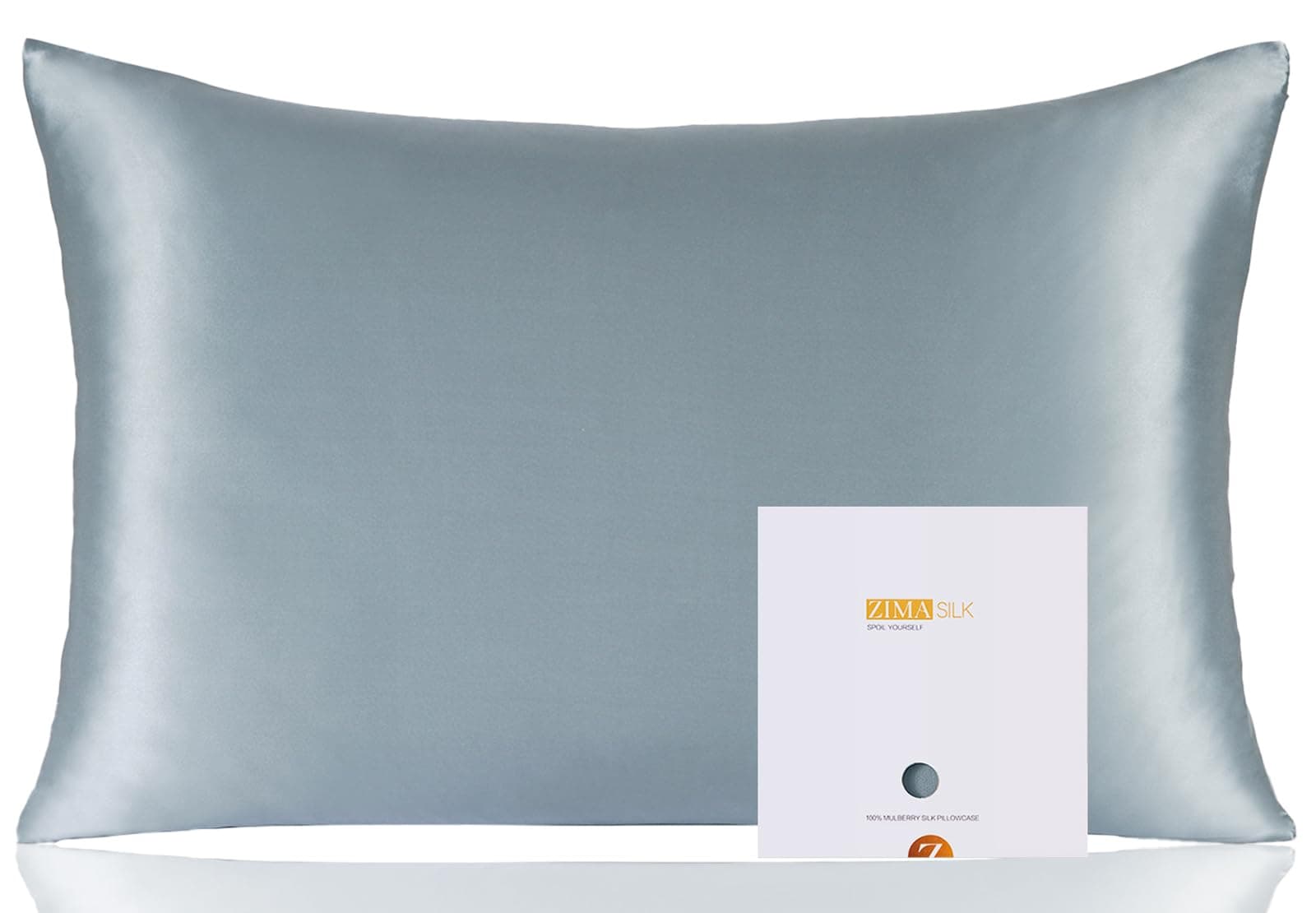 ZIMASILK Federa 100% Seta di gelso per capelli e pelle, Federa per cuscino in seta naturale da 19 momme, entrambi i lati sono realizzati in seta（1 pezzo, Blu foschia, 50x75cm)