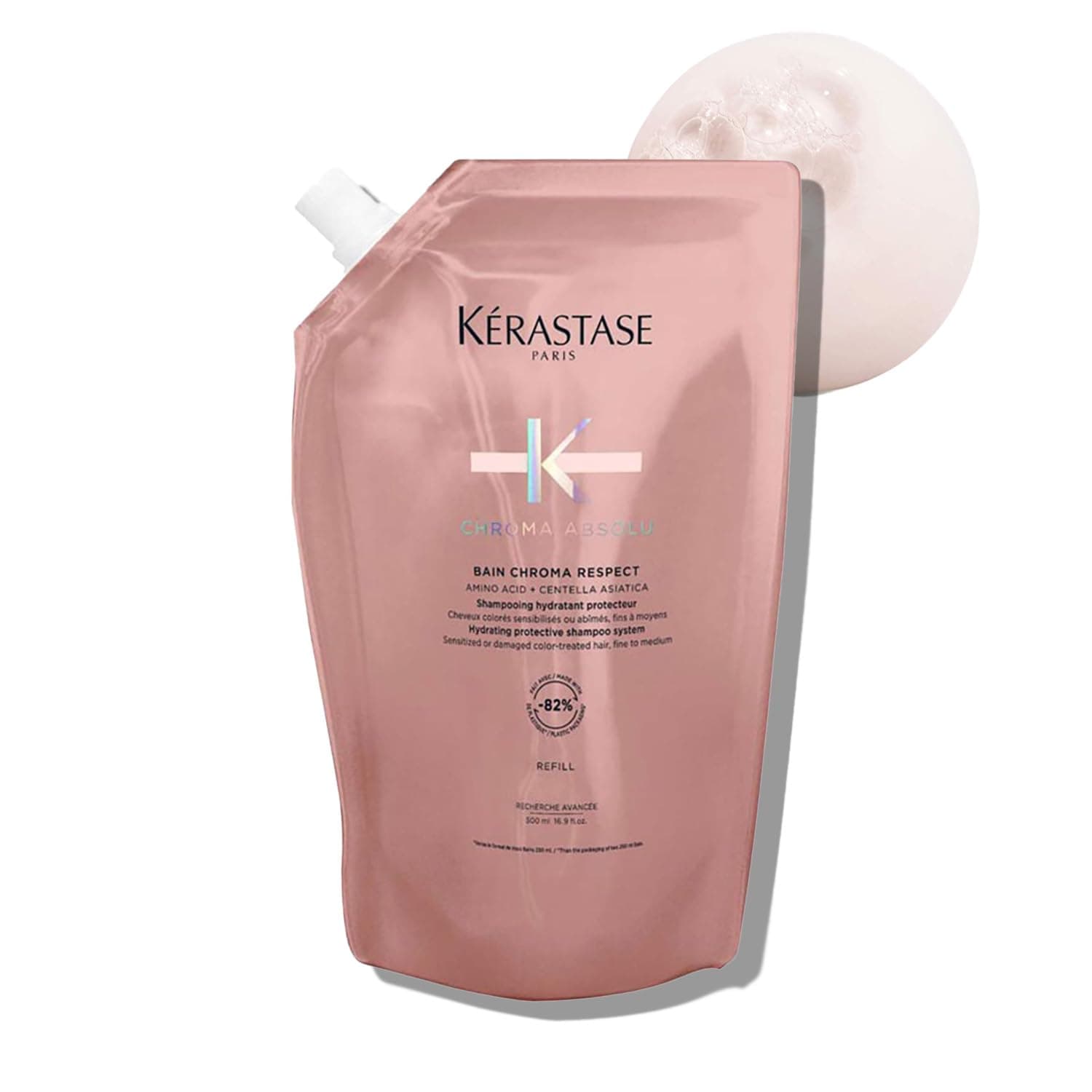 KÉRASTASE Chroma Absolu - Bain Chroma Respect - Shampoing Hydratant Protecteur De Couleur - Acides Aminés & Centella Asiatica - Cheveux Colorés Sensibilisés ou Abîmés - Sans Sulfate