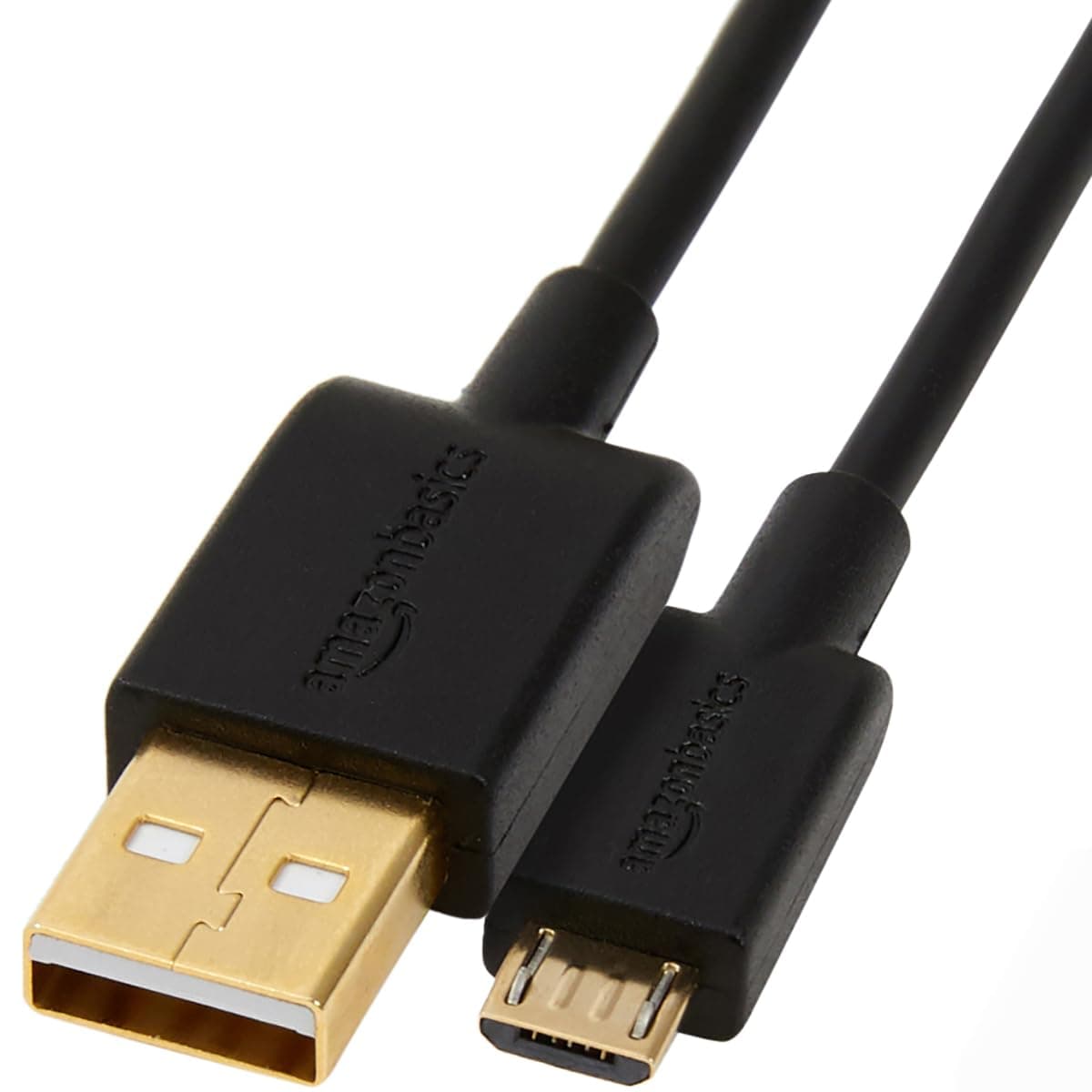 Amazon Basics USB-A auf Micro USB 2.0 Kabel, 480 Mbit/s Übertragungsgeschwindigkeit, mit vergoldeten Steckern, 1.8 m, Schwarz