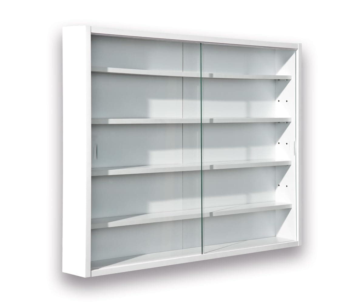 Inter Link Espositore da parete per oggetti da collezione Mobile contenitore con 4 ripiani 5 scomparti per miniature Pannello in truciolato Bianco (80x60x9,5 cm) Compilati