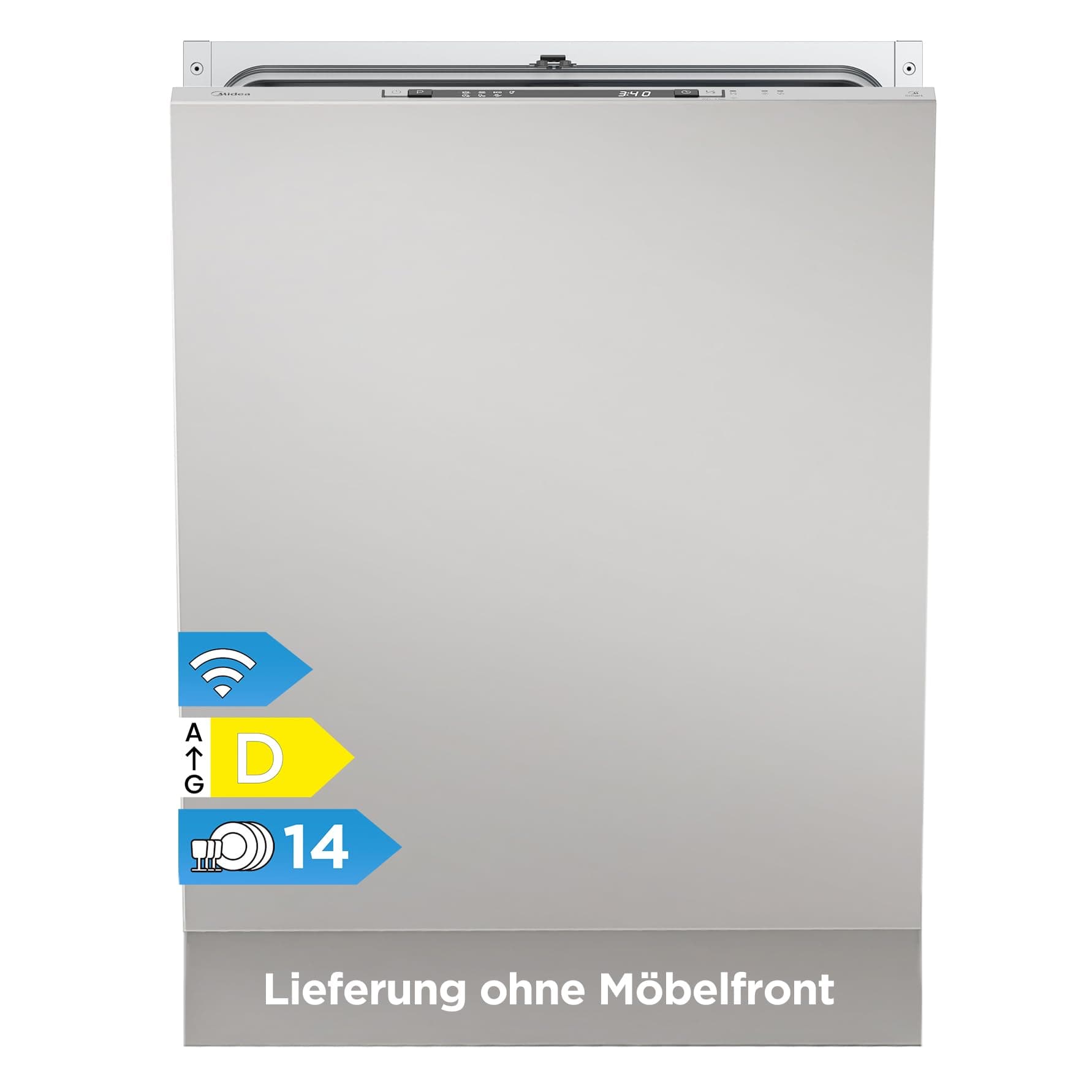 Midea SV 4.60 wi Geschirrspüler Vollintegriert 60cm, 14 Maßgedecke, 8 Programme, Automatische Türöffnung, LED Display, Leise, Vollwasserschutz, Spülmaschine Unterbaufähig