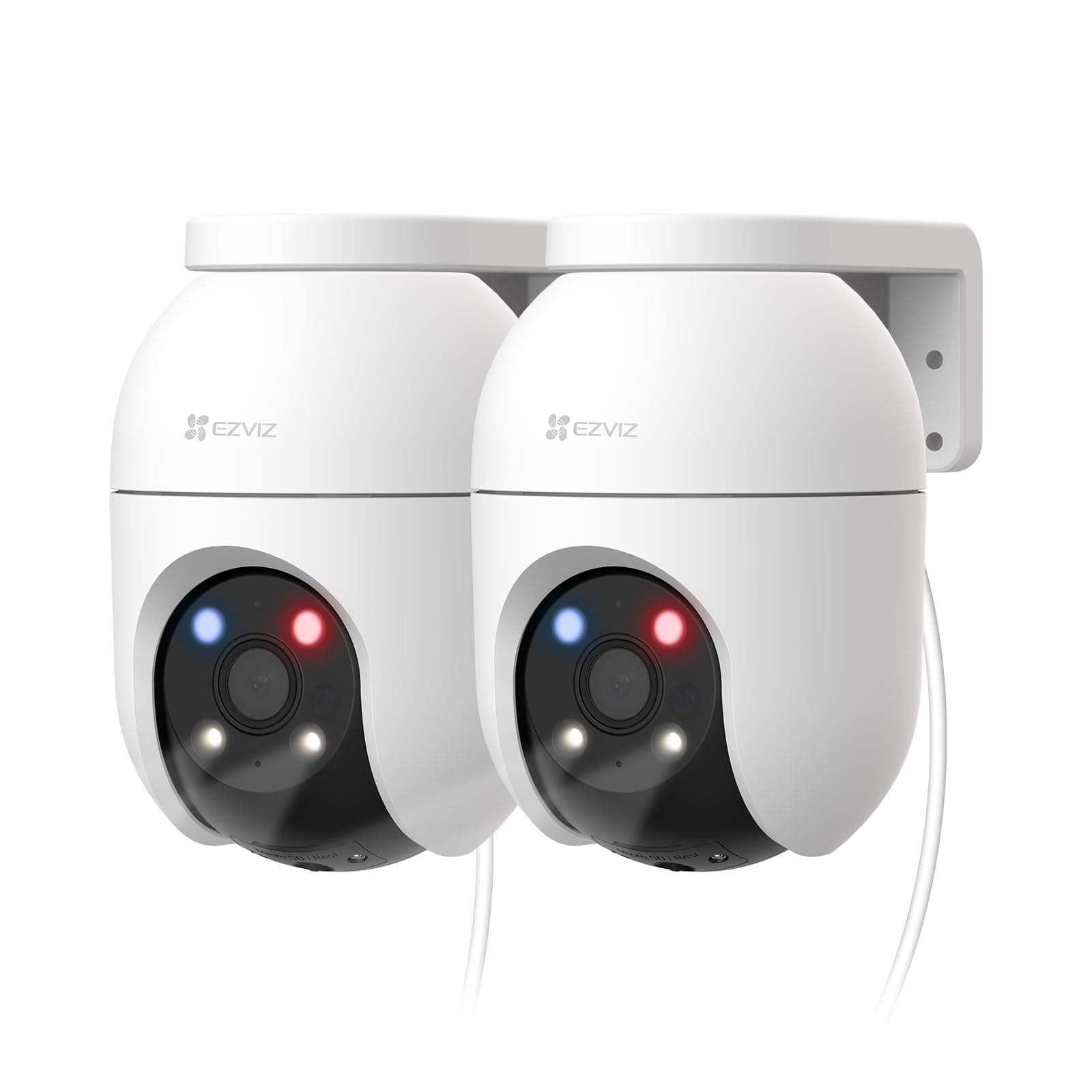 EZVIZ C8c 3K Kit de 2 Cámara WiFi Exterior 360°, Visión Nocturna en Color, Detección de Humanos/Vehículos con IA, Seguimiento Automático con Zoom, Defensa Activa con Luces/Sirena, Compatible con Alexa