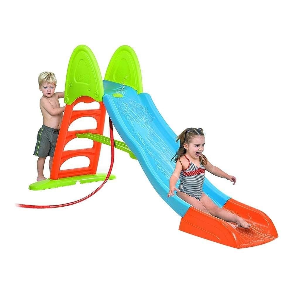 FEBER - Tobogán Slide 10 con Agua, con Hueco para la Poner la Manguera, escaleras Antideslizantes, Multicolor, de Gran Resistencia y fácil Montaje, para niños Entre 3 y 8 años, Famosa (800009592)