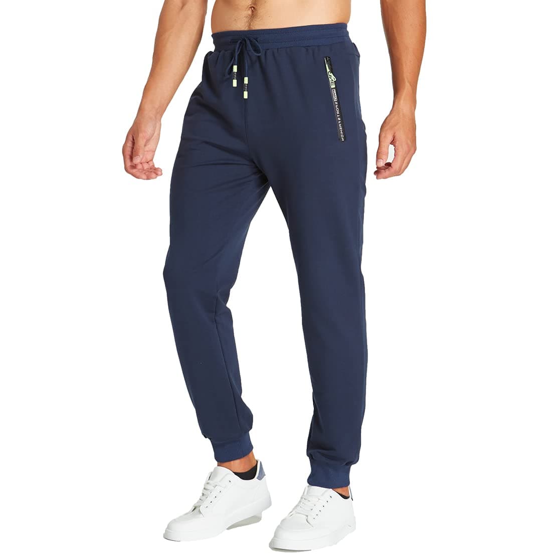 ZOXOZ Pantaloni Sportivi Uomo Cotone con Elastico in Vita con Tasche Zip