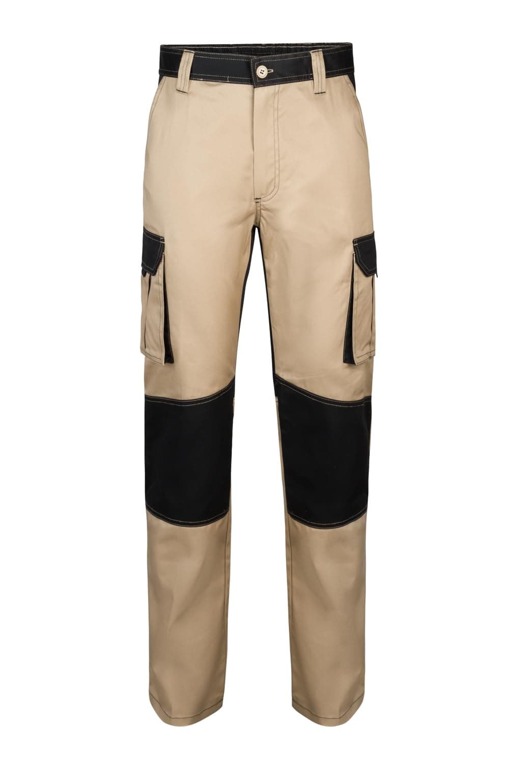 Velilla 103020B; pantalón bicolor multibolsillos; color beige arena y negro; talla 44