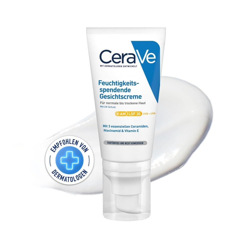 CeraVe CeraVe Feuchtigkeitsspendende Gesichtscreme mit LSF 30, Beruhigende Tagescreme für normale bis trockene Haut, Mit 3 essenziellen Ceramiden, Hyaluron und Niacinamid