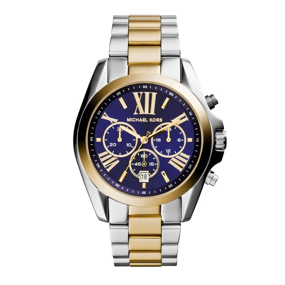 Michael Kors Reloj Bradshaw para Mujer, Movimiento cronógrafo de Cuarzo de 43 mm con Correa de Acero Inoxidable