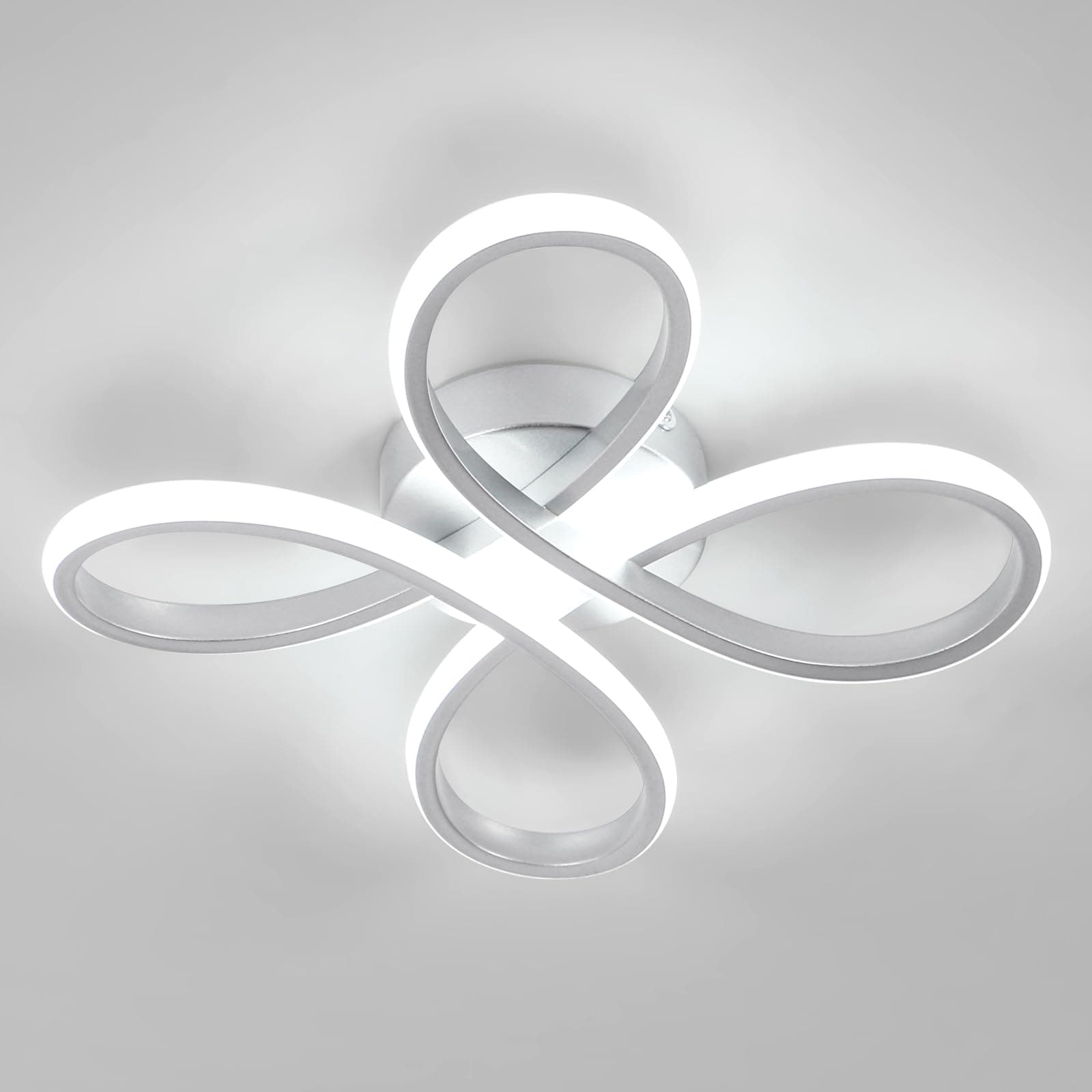 Comely Plafoniera LED, 30W 3500LM Lampada da Soffitto Moderna, Argento Lampadario LED Soffitto in Metallo per Soggiorno, Camera da Letto, Cucina, Corridoio, Bianco Freddo 6500K