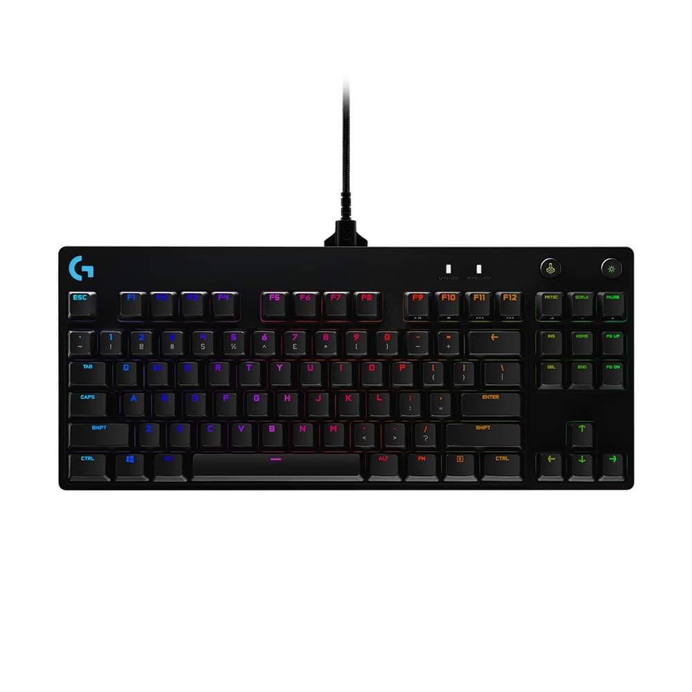 Logitech G Pro Teclado mecánicopara Gaming,Diseño sin Teclado numérico ultraportátil,Cable Micro USB extraíble,Teclas retroiluminadas RGB LIGHTSYNC con 16,8 Millones de Colores,US INT'L QWERTY- Negro