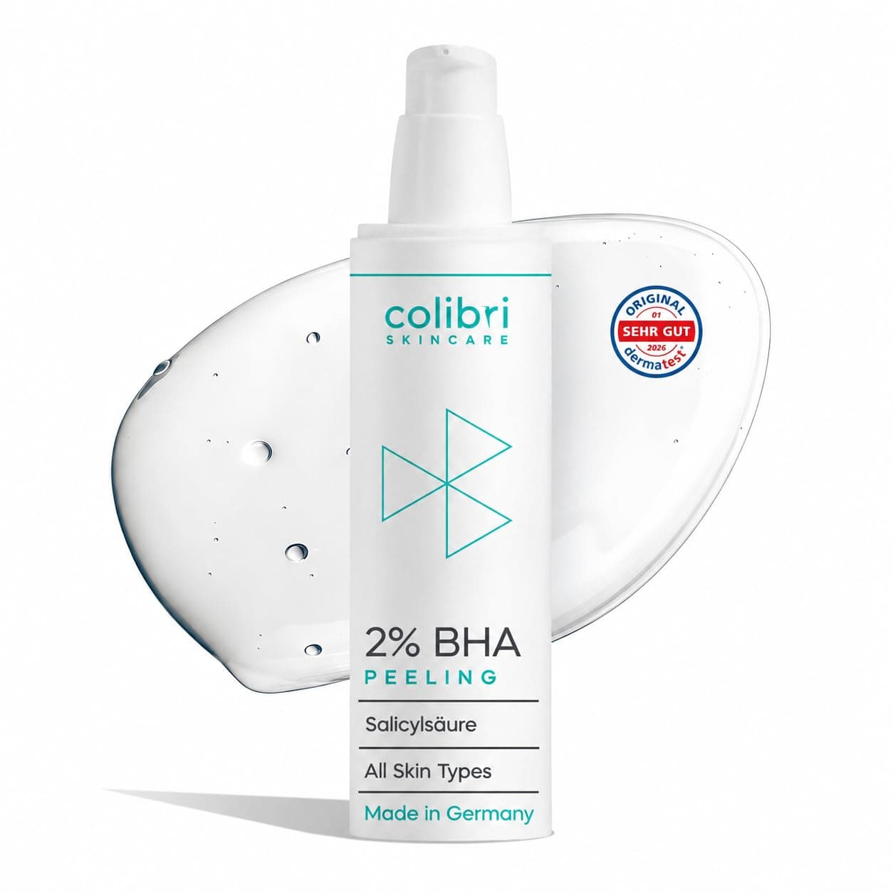 colibri skincare 2% BHA Peeling 100ml - Salicylsäure Peeling für alle Hauttypen - Chemisches Exfoliant für das Gesicht zur Minderung von Pickeln & Mitessern - hilft Poren zu verkleinern