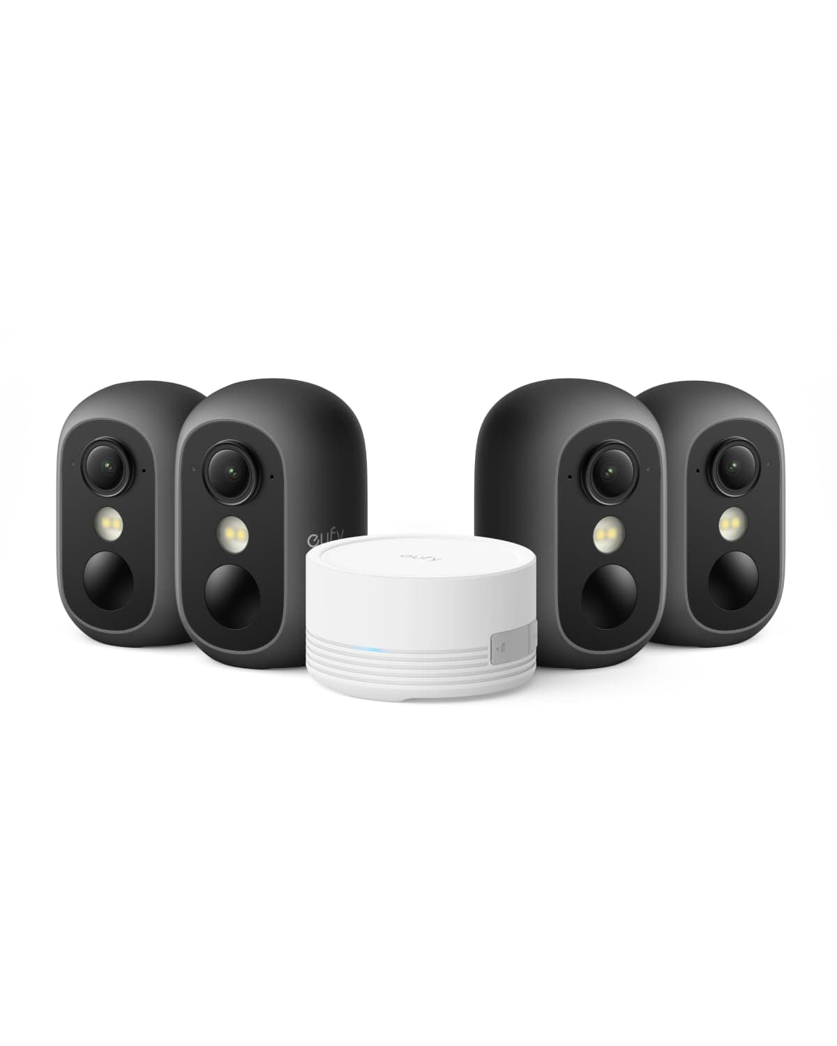eufy Security 4 caméras eufyCam C35, Surveillance sans Fil, intérieur et extérieur, Support magnétique, Vision Nocturne, Stockage Local, sans abonnement, IP67, Compatible Panneau Solaire, Noires