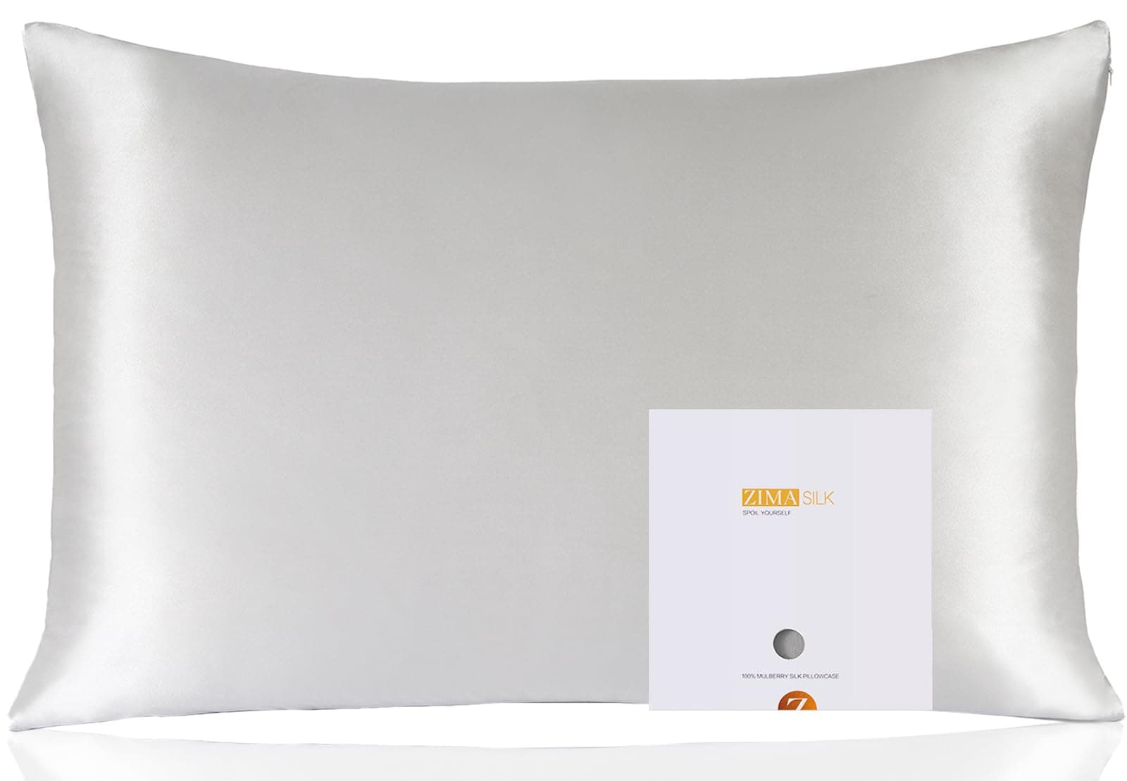 ZIMASILK Funda de Almohada de Seda de Morera 100% para el Cabello y la Piel, Ambos Lados de Seda de Momme 19, 1pc (Estándar 50x75 cm，Gris Claro