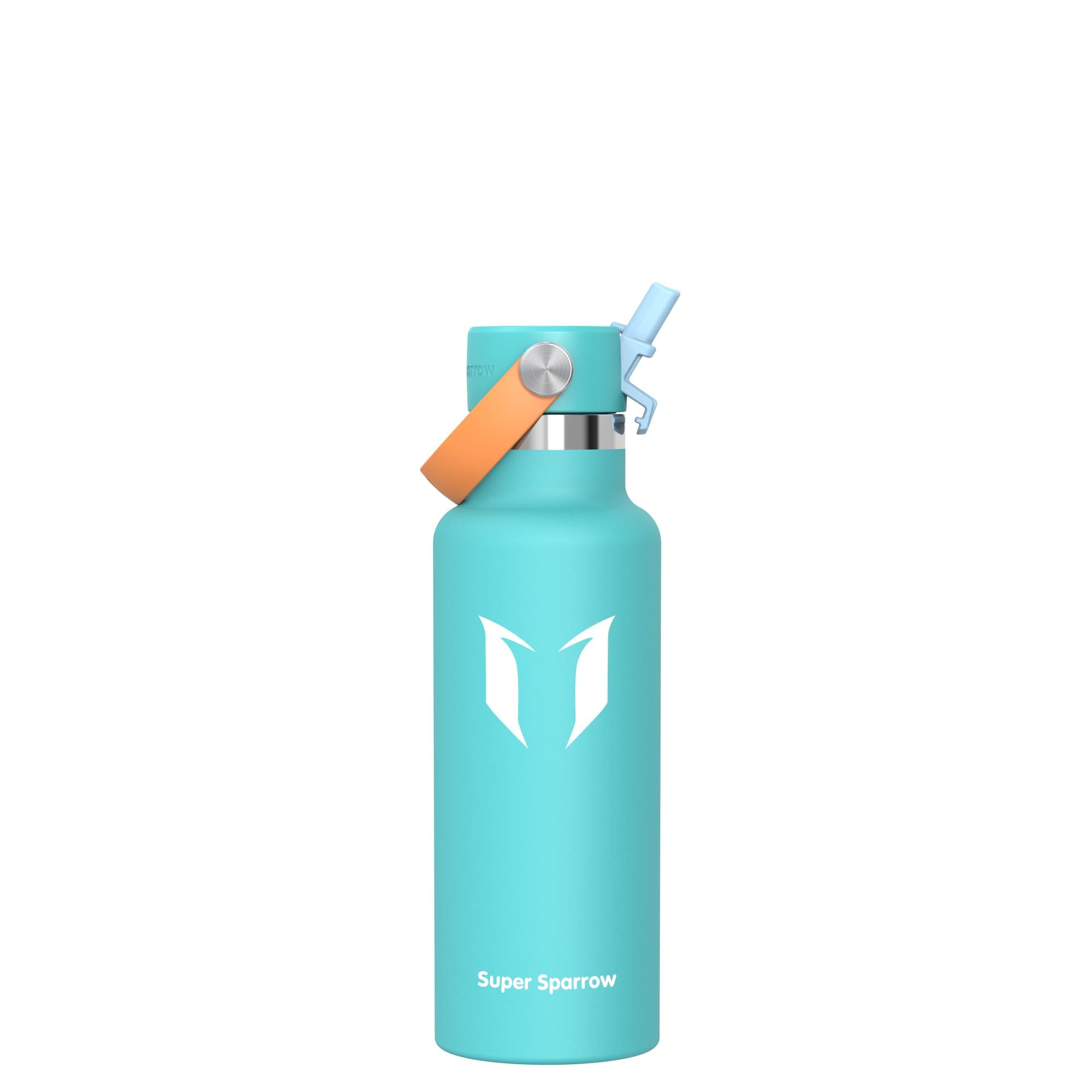 Super Sparrow Trinkflasche Edelstahl - Thermobecher - 350ml, 500ml, 750ml, 1L, 1.2L - FlipFlow Trinkflaschen mit Strohhalm - BPA-Frei Thermoskanne, Thermosflasche für Sport, Travel, Schule, Outdoor
