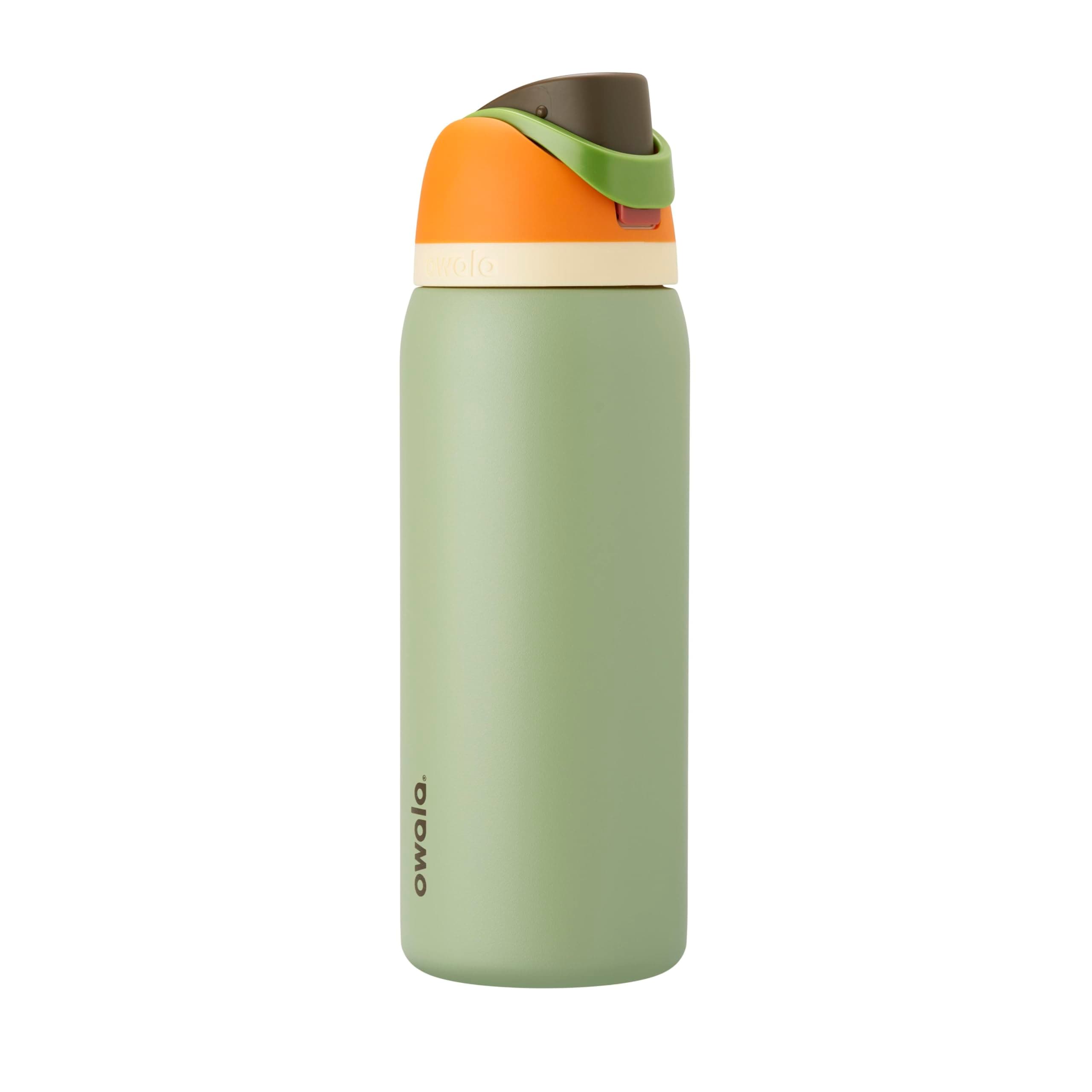 Owala FreeSip - Stainless Steel - 32-oz. - Orange/Green (Camo Cool)(Amazon) | Acero inoxidable con aislamiento | Tapa antiderrames | Sin BPA, sin plomo y sin ftalatos | Boquilla 2 en 1