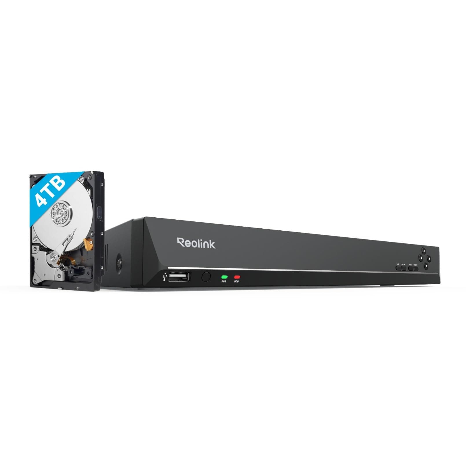 Reolink 16 Canales 4K PoE NVR, Sistema de Cámara Vigilancia IP con 4TB HDD Hogar Grabador de Video Red Soporte 16MP/12MP/8MP/5MP /4MP/1080P /720P HD Cámara de Seguridad Exterior, RLN16-410
