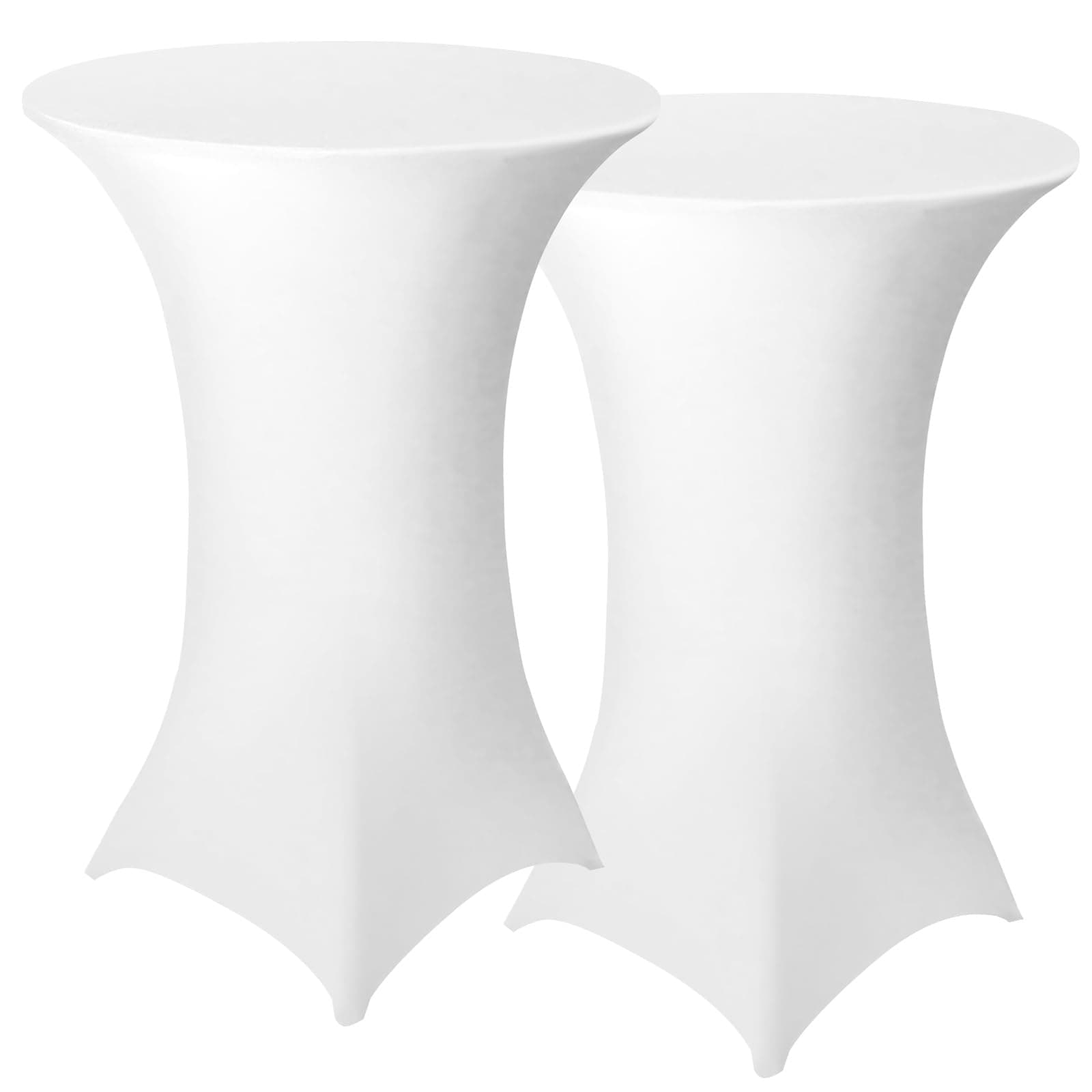 Granbest Pack de 2 fundas de mesa de cóctel integradas de spandex cuadradas esquinas para mesa alta para fiestas, banquetes, eventos de boda, exposiciones, exteriores (blanco, diámetro 80-85 cm)