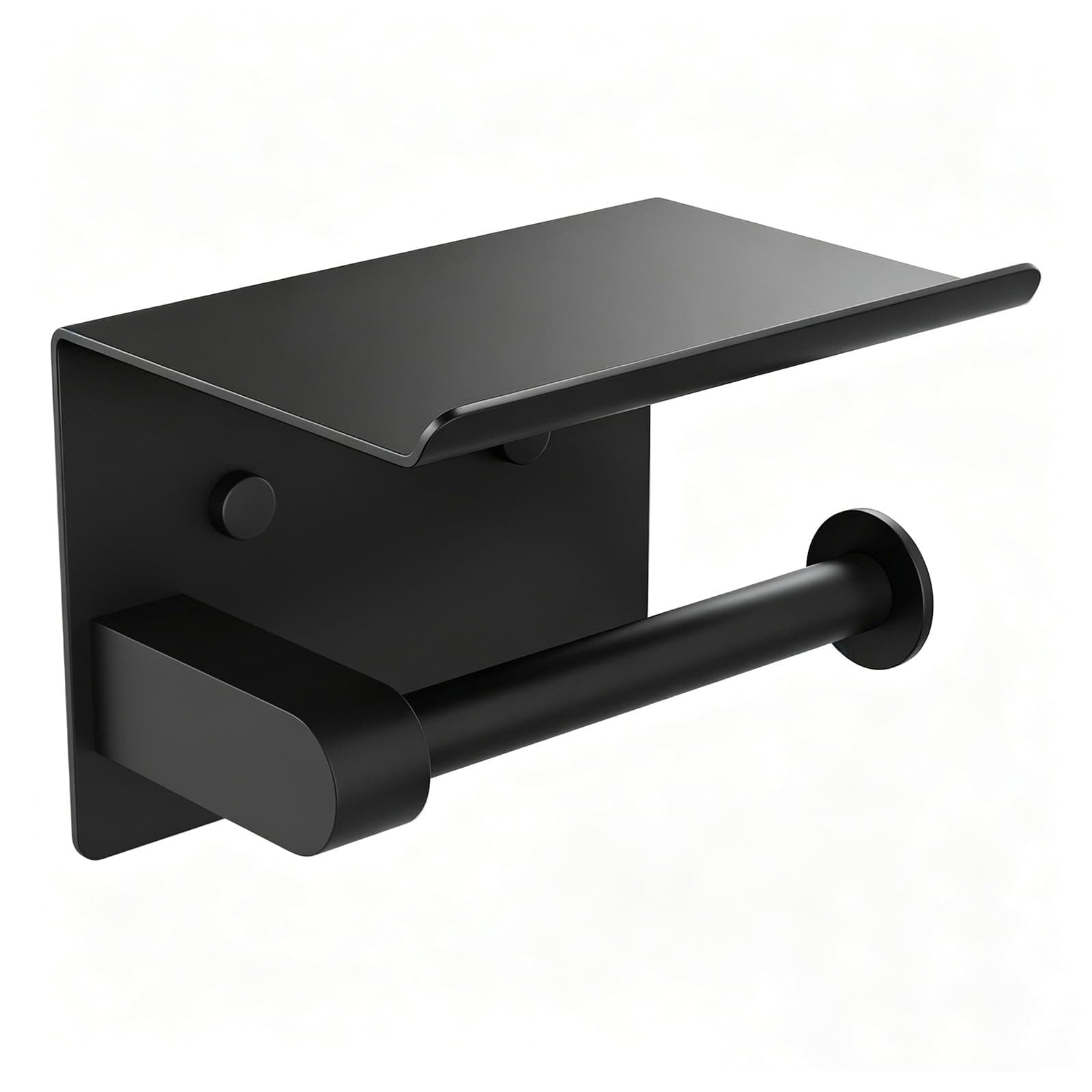 Porte Papier Toilette Mural avec Étagère, Ibergrif MK34053B Dérouleur Papier Toilette en Acier Inoxydable, Support Papier Toilette Auto-Adhésif ou avec Vis, Porte Rouleau WC pour Salle de Bain, Noir
