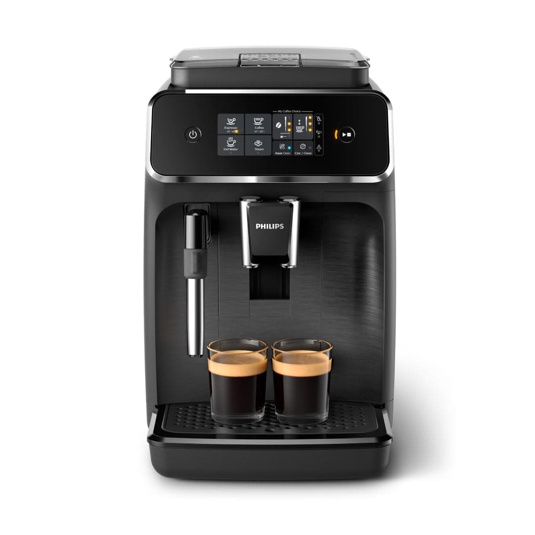 Philips 2200 Series Kaffeevollautomat - 2 Kaffeespezialitäten, Touch-Display, klassischer Milchaufschäumer, Keramikmahlwerk, Mattschwarz (EP2220/10)