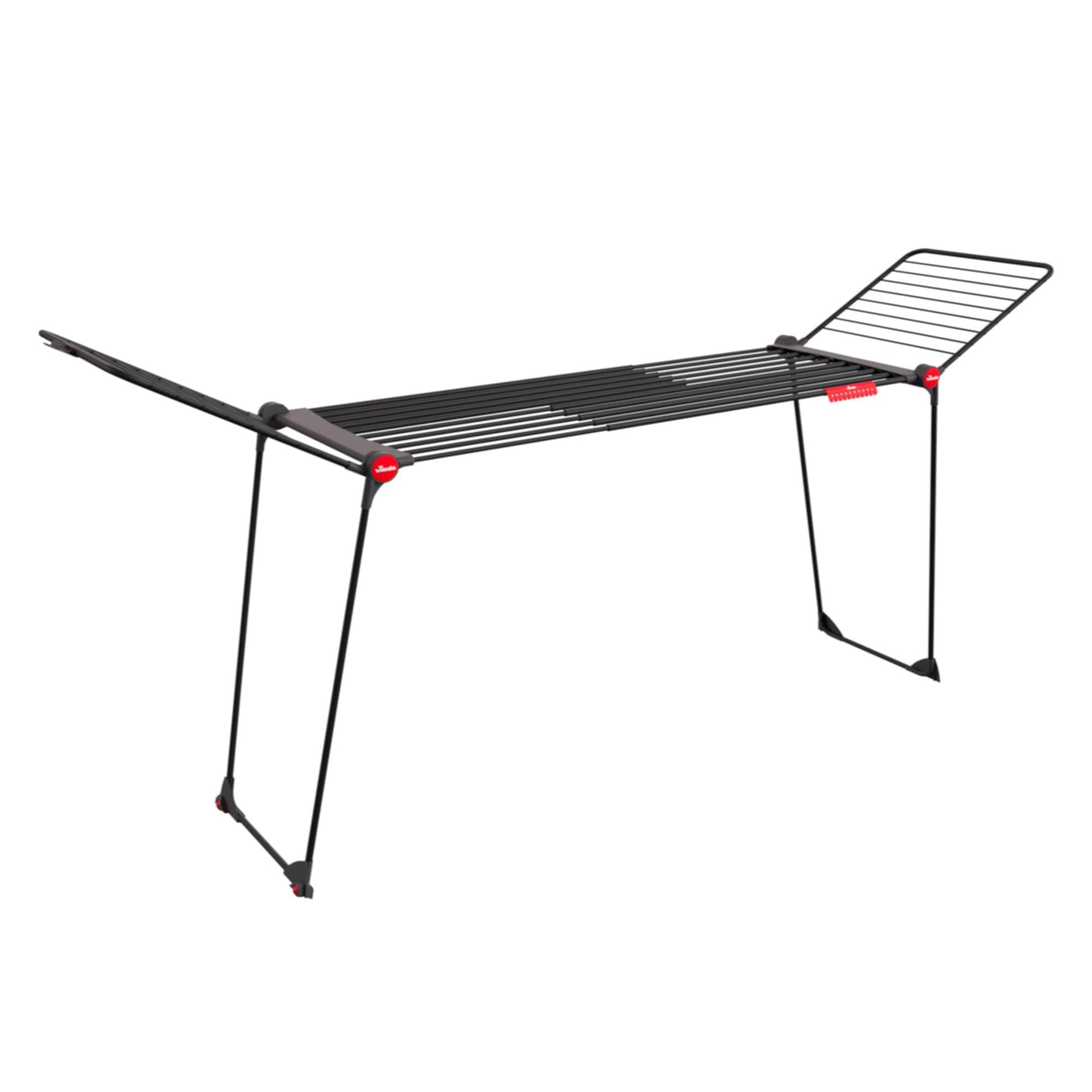 Vileda Infinity Flex Ultimate, stendibiancheria da 30 m, griglia telescopica estensibile fino a 2 m, stendino per lenzuola, ali alte, nero opaco, già assemblato