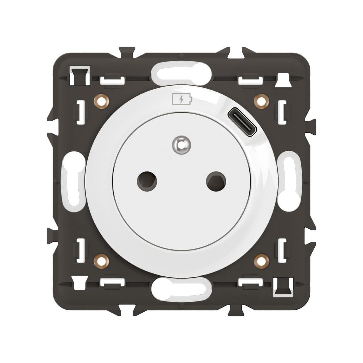 LEGRAND - Prise Electrique Murale avec Terre Céliane Surface avec Prise Chargeur USB 7,5W intégré - Prise Affleurante avec Socle Rétractable - À compléter avec une Plaque - Blanc