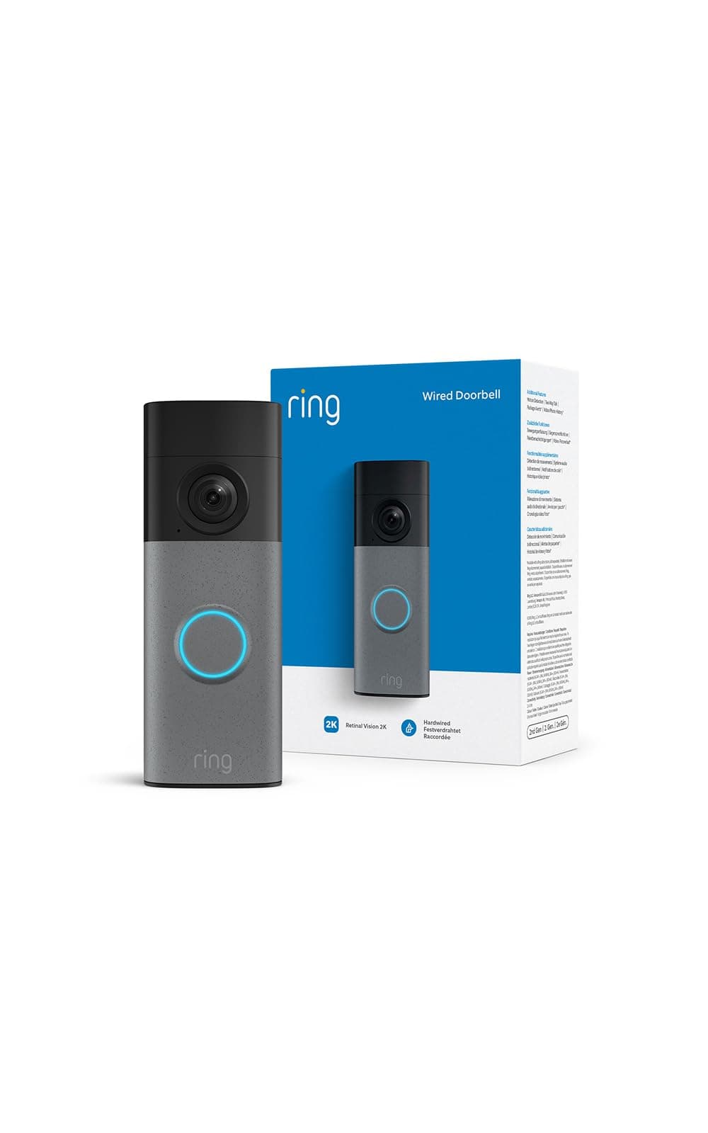 Ring Sonnette vidéo filaire (Video Doorbell Wired) (nouvelle génération) | Sonnette vidéo | Retinal 2K, zoom amélioré jusqu’à 6x | Essai gratuit de 30 jours à l’abonnement Ring