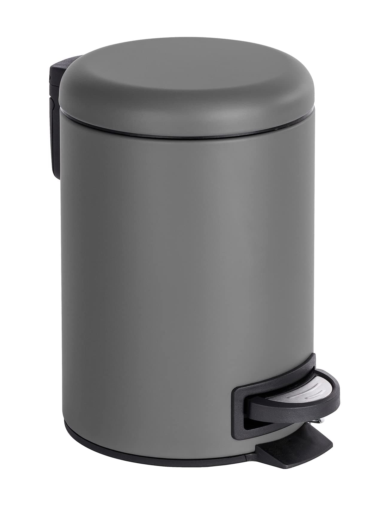 WENKO Kosmetik Treteimer Leman Grau 3 l - Kosmetikeimer, Mülleimer Fassungsvermögen: 3 l, Stahl, 17 x 25 x 22.5 cm, Grau, 25 x 22.5 x 17 cm