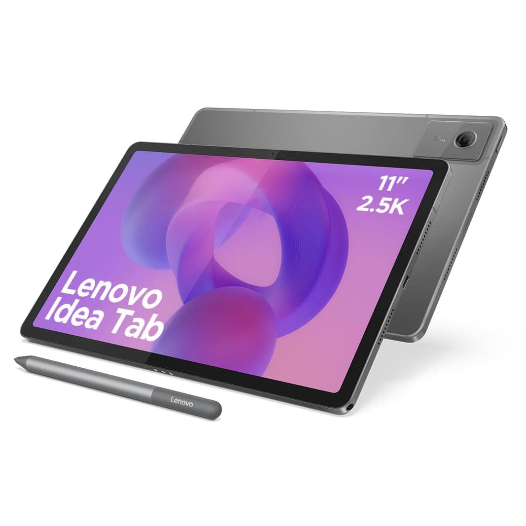 Lenovo Idea Tab - Tablette Tactile, IA intégrée 11'' 2.5K, 90Hz (MediaTek Dimensity 6300, 8Coeurs, RAM 8Go, UFS 2.2 128Go, Android 15, Wifi5 + Bluetooth) Lenovo Tab Pen + Étui Folio - Gris