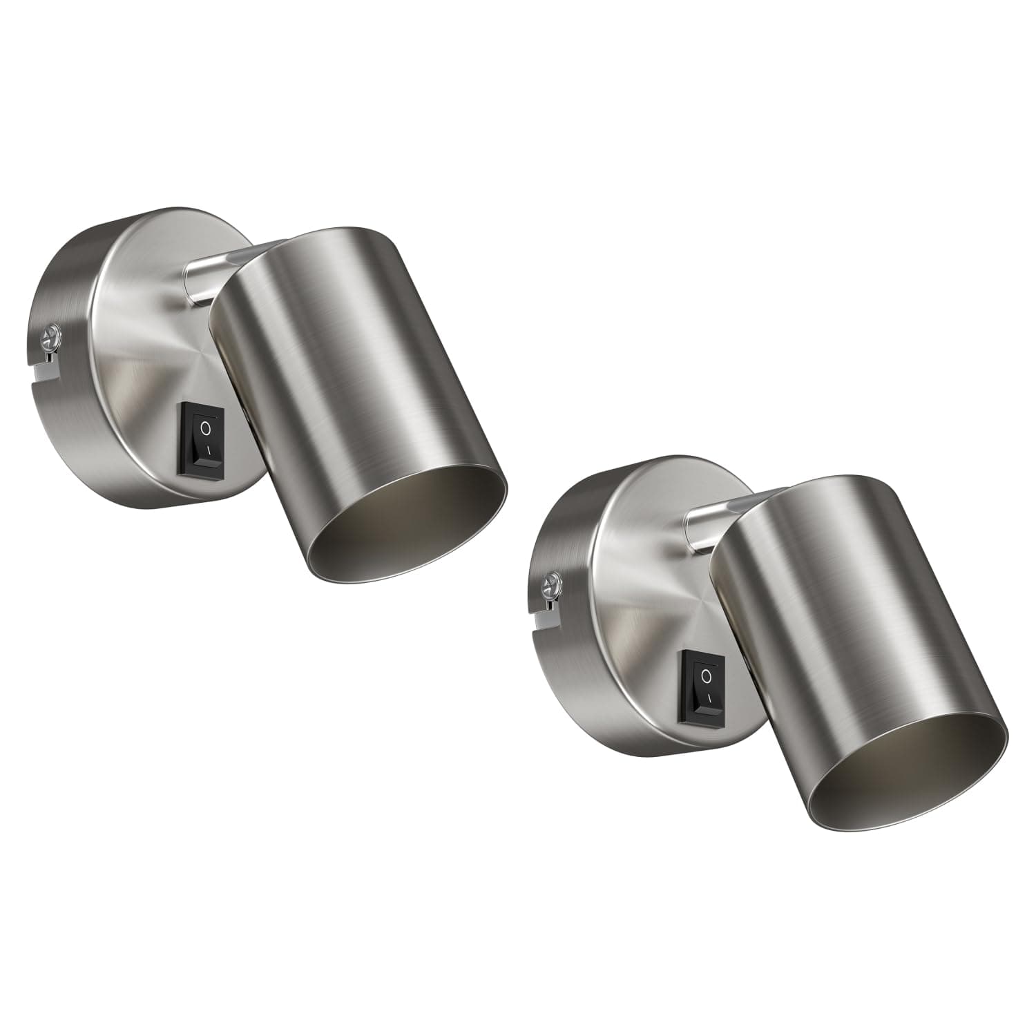 ledscom.de 2 Stück Wandleuchte WAIKA, Schalter, edelstahl matt, rund, 1x GU10 max. 60W