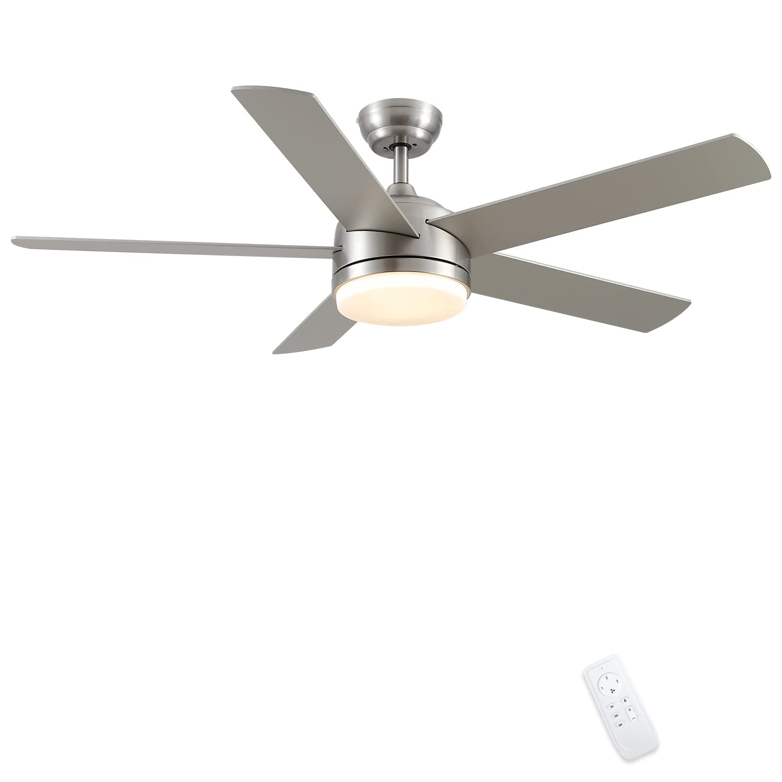 CJOY Ventilateur Plafond Silencieux 132CM, Ventilateur de Plafond avec Lumiere et Télécommande, Bicolore 5 Pales, Réglable 24W LED, 6 Vitesse, Timing, Réversible Moteur, Pour Dortoirs/Salon