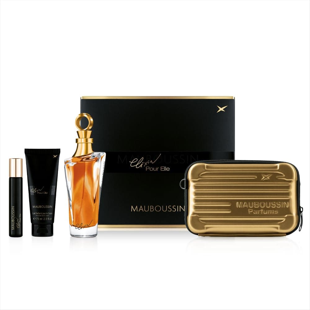 Mauboussin - Coffret Prestige Elixir Pour Elle : Eau de Parfum 100ml, Lait Corps 75ml, Travel Spray 20ml & Sac Bandoulière