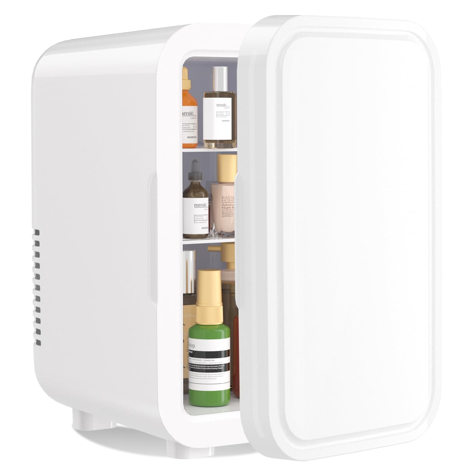 YASHE Mini Frigorifero da 6 litri/8 lattine 220-240 V AC/DC, refrigeratore termoelettrico portatile, frigoriferi, camera da letto, cura della pelle, bevande, ufficio, dormitorio e auto, bianco