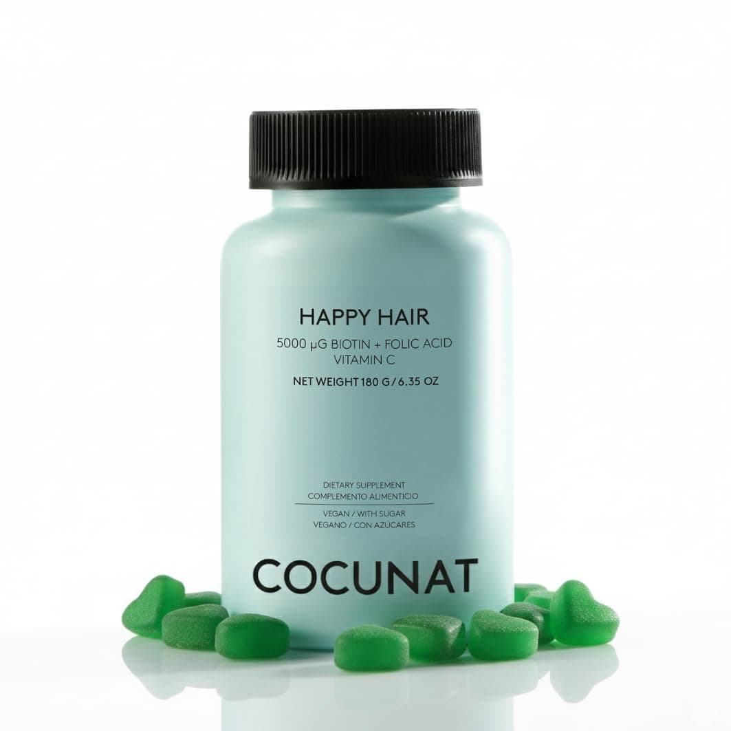COCUNAT - Happy Hair | Vitaminas para el cabello | Previene la Caída del Cabello | Fortalece y Estimula el Crecimiento | Biotina | Resultados en 6 Semanas | 60 uds