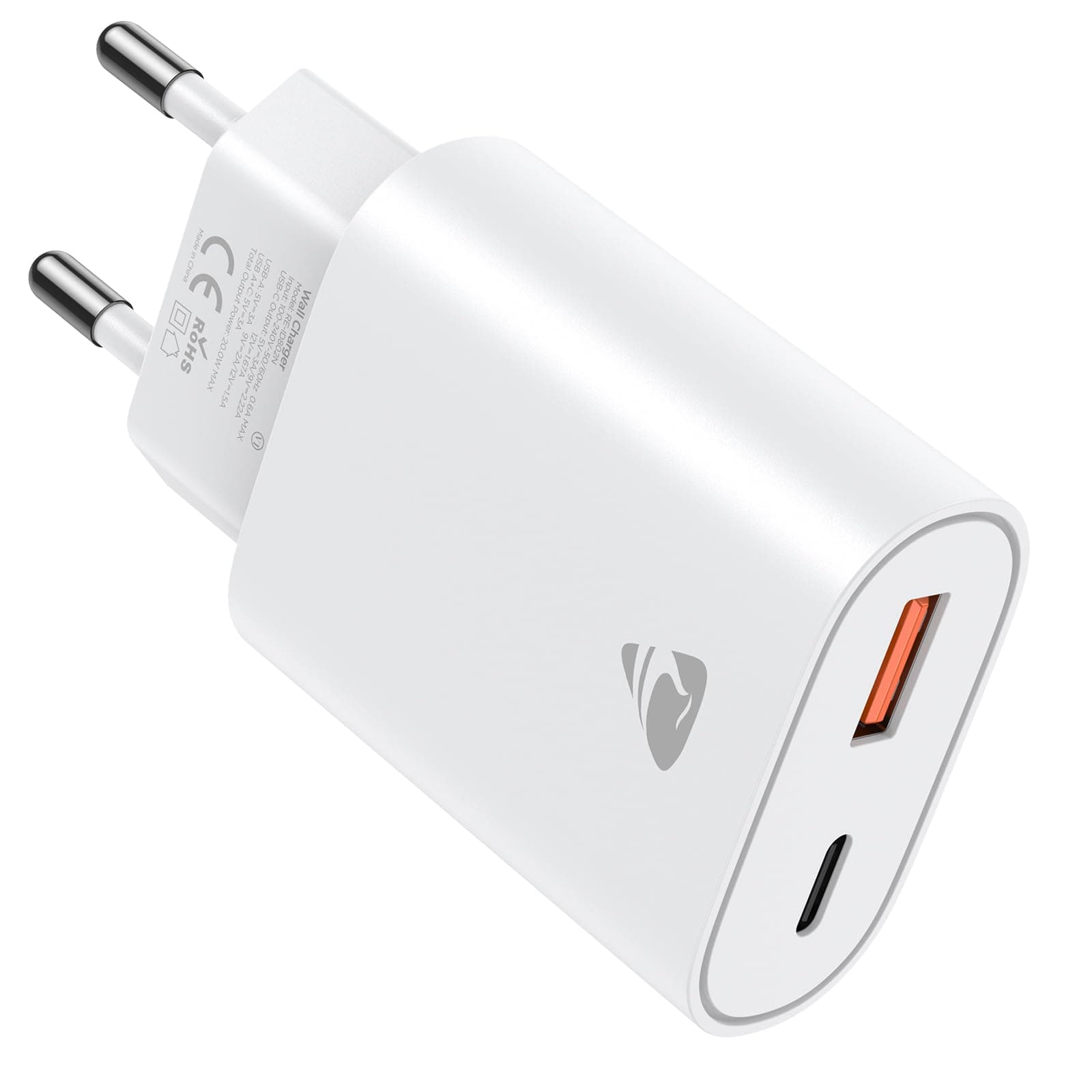 Prise USB C, 20W Chargeur USB C Chargeur Rapide iPhone, PD+QC Multiple Prise Secteur USB Type C Adaptateur pour iPhone 17 16 15 14 13 12 11 Pro Max Plus Mini X XS XR SE 8 7 6S, iPad, Samsung Galaxy