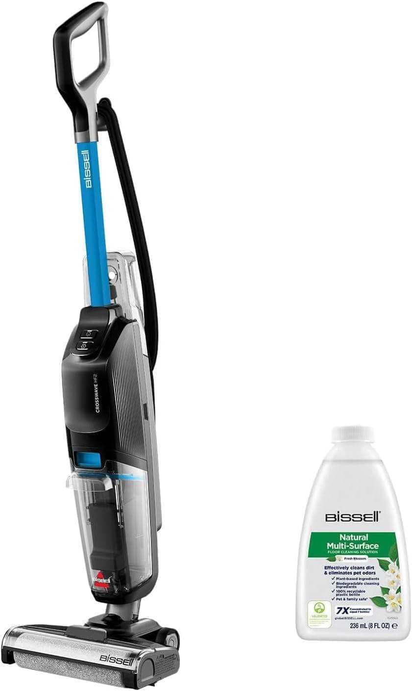 Bissell CrossWave HF2, Nass Trockensauger mit Kabel, Saugen & Wischen in Einem, Leichtgewichtiger Nasssauger, Saugwisher mit Hoher Leistung, Waschsauger, Wischsauger, Nur für Harte Böden, 3845N