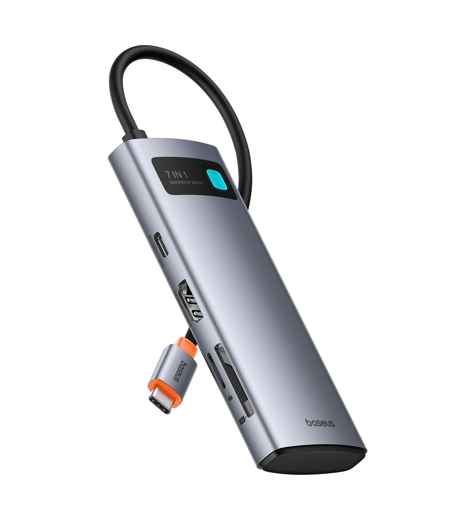 Baseus Hub USB C 7 in 1 Adattatore con HDMI 4K@60Hz, PD 100W, 3 USB-A 3.0 5Gbps, Lettore Schede SD/TF, Docking Station per Computer Portatili per MacBook/Surface Pro/iPad/Steam Deck/Rog Ally/Samsung