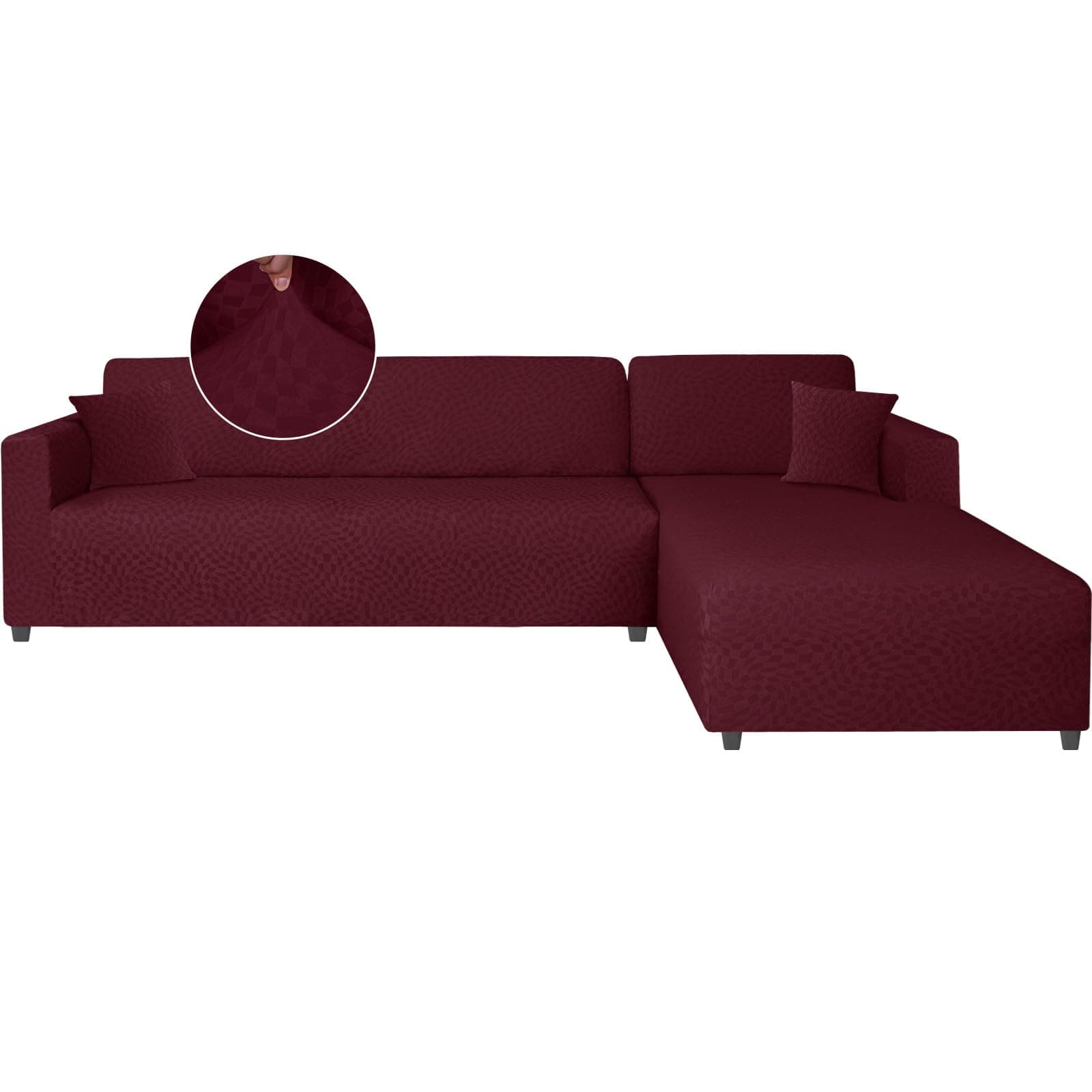 Ystyle Funda Sofa Chaise Longue Ajustables, Cubre Sofa Chaise Longue Izquierdo Derecho, 2 Piezas Protector Sofa Elasticas ChaiseLongue, Funda Sofa L (2 Plazas+3 Plazas, Borgoña)