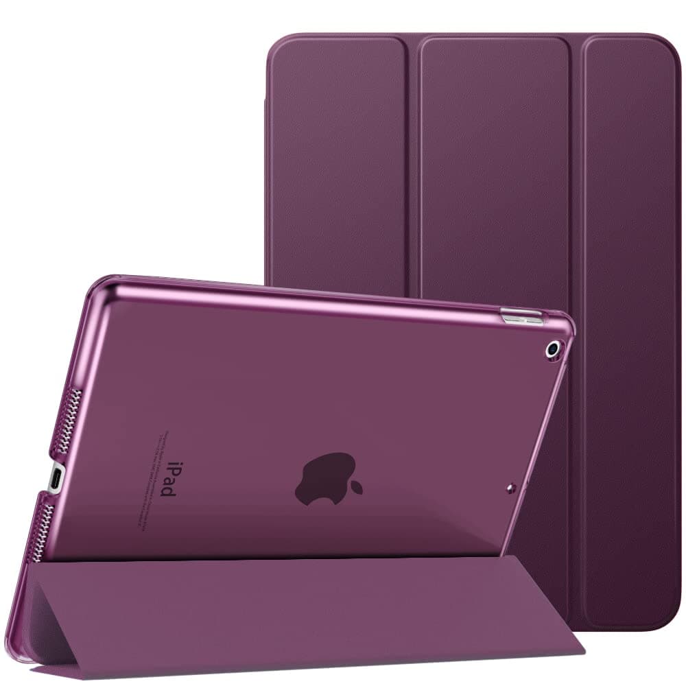 MoKo Cover per Nuovo iPad 9 2021 / iPad 8 2020 / iPad 7 2019, iPad 10.2 Case Ultra Sottile Leggero Custodia in Tri-fold Auto Sveglia/Sonno con Retro Semi-trasparente Rigido, Viola Scuro