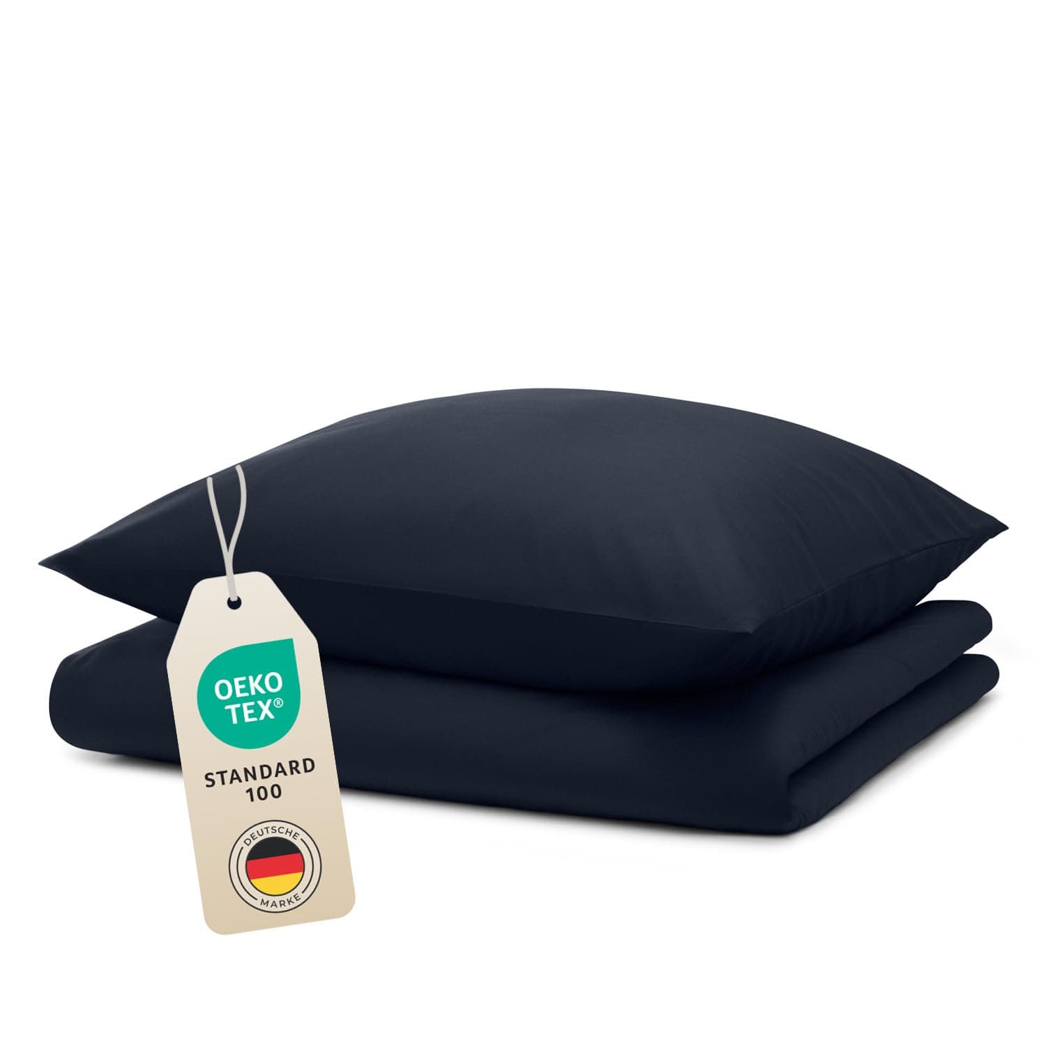 Blumtal Bettwäsche 135x200cm + 80x80cm Kopfkissenbezug - Oeko-TEX zert. Mikrofaser Bettwäsche Set - Mikrofaser Bettbezug bis 95 °C - Deckenbezug + Kissenbezug 2-teilig - Bettbezug Dark Ocean Blau