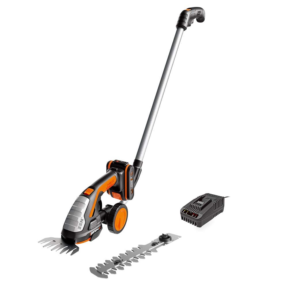 WORX 18V (20V MAX) Cesoia per Erba a Batteria, Tagliasiepi Telescopico WG801E.3, Set 2 in 1 Tagliaerba/2.0 Ah