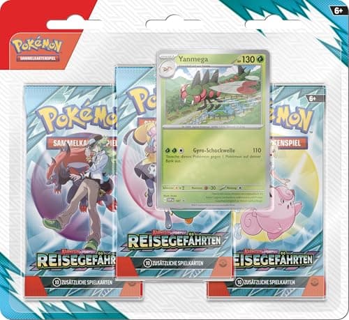 Pokémon-Sammelkartenspiel: 3er-Pack-Blister Karmesin &amp; Purpur – Reisegefährten: Yanmega (3 Boosterpacks &amp; 1 holografische Promokarte)