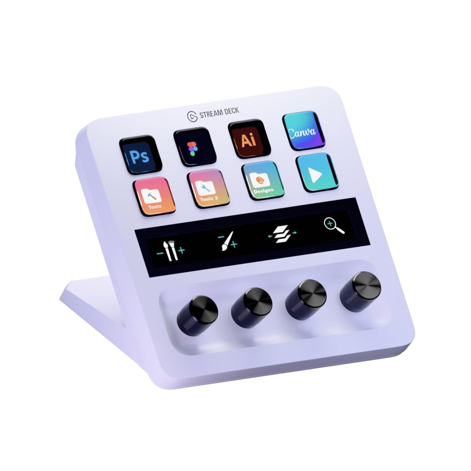 Elgato Stream Deck + White – Console de mixage | Interface de production live, créateurs, streaming, gaming, ruban tactile, boutons, touches LCD, Mac/PC