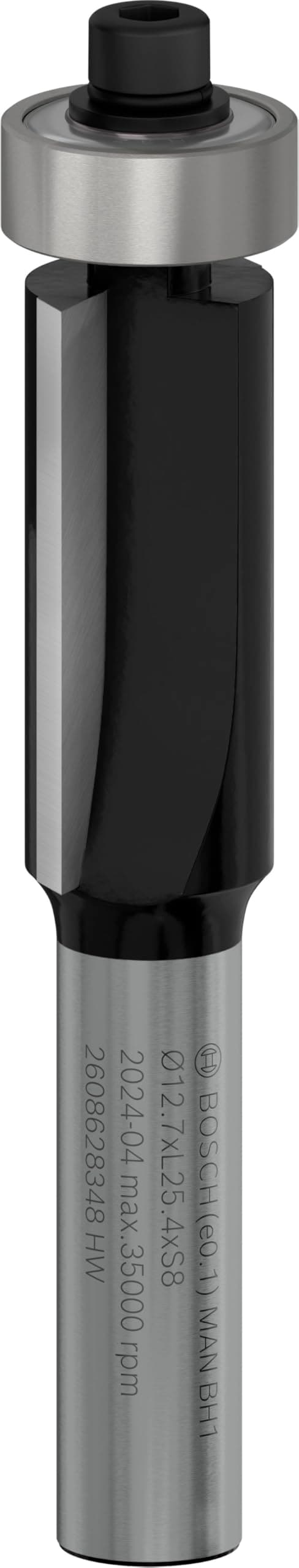 Bosch Professional Bündigfräser Standard for Wood (für Holz, Ø 12,7 mm, Arbeitslänge 25,4 mm, Zubehör Handfräse), Ø 12,7 mm / Arbeitslänge 25,4 mm