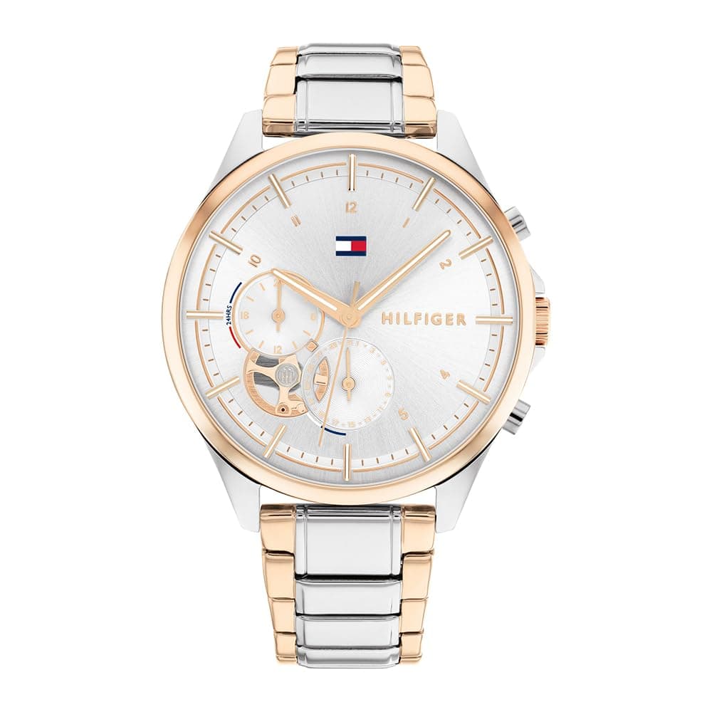 Tommy Hilfiger Reloj Analógico de Cuarzo Multifunción para Mujer con Correa de Acero Inoxidable