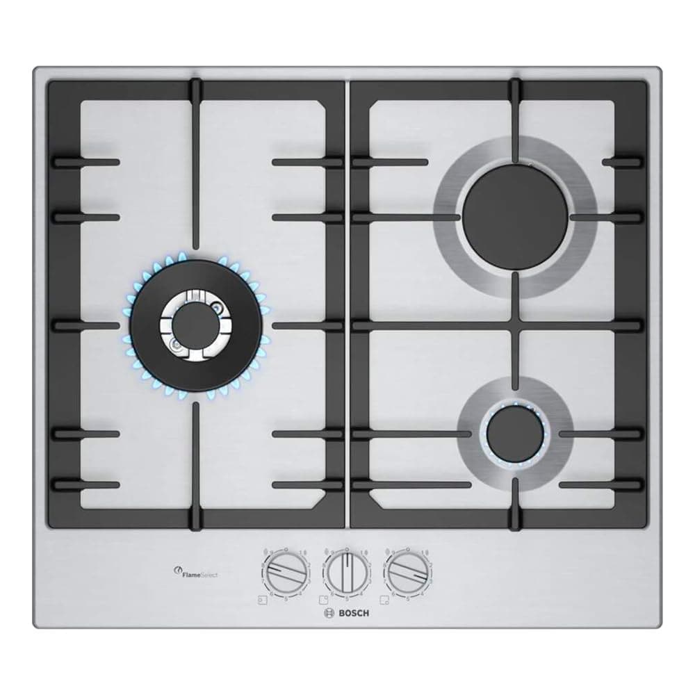 Bosch PCC6A5I90, Série 6, Plaque gaz, 3 feux, 60 cm, Inox