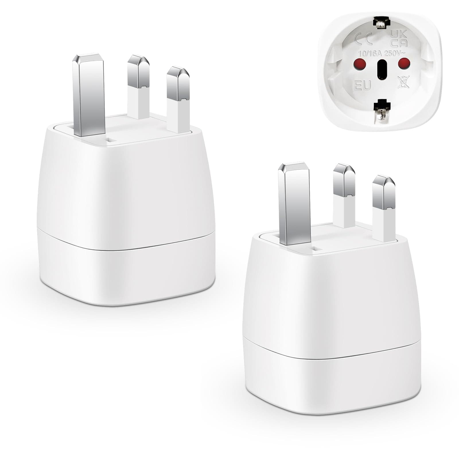 2 Pièces Adaptateur Prise Anglaise, Adaptateur de Voyage France vers UK, Adaptateur de Prise pour Irlande, Angleterre, Ecosse, Dubaï, Malte, Adaptateur Type G (Blanc)