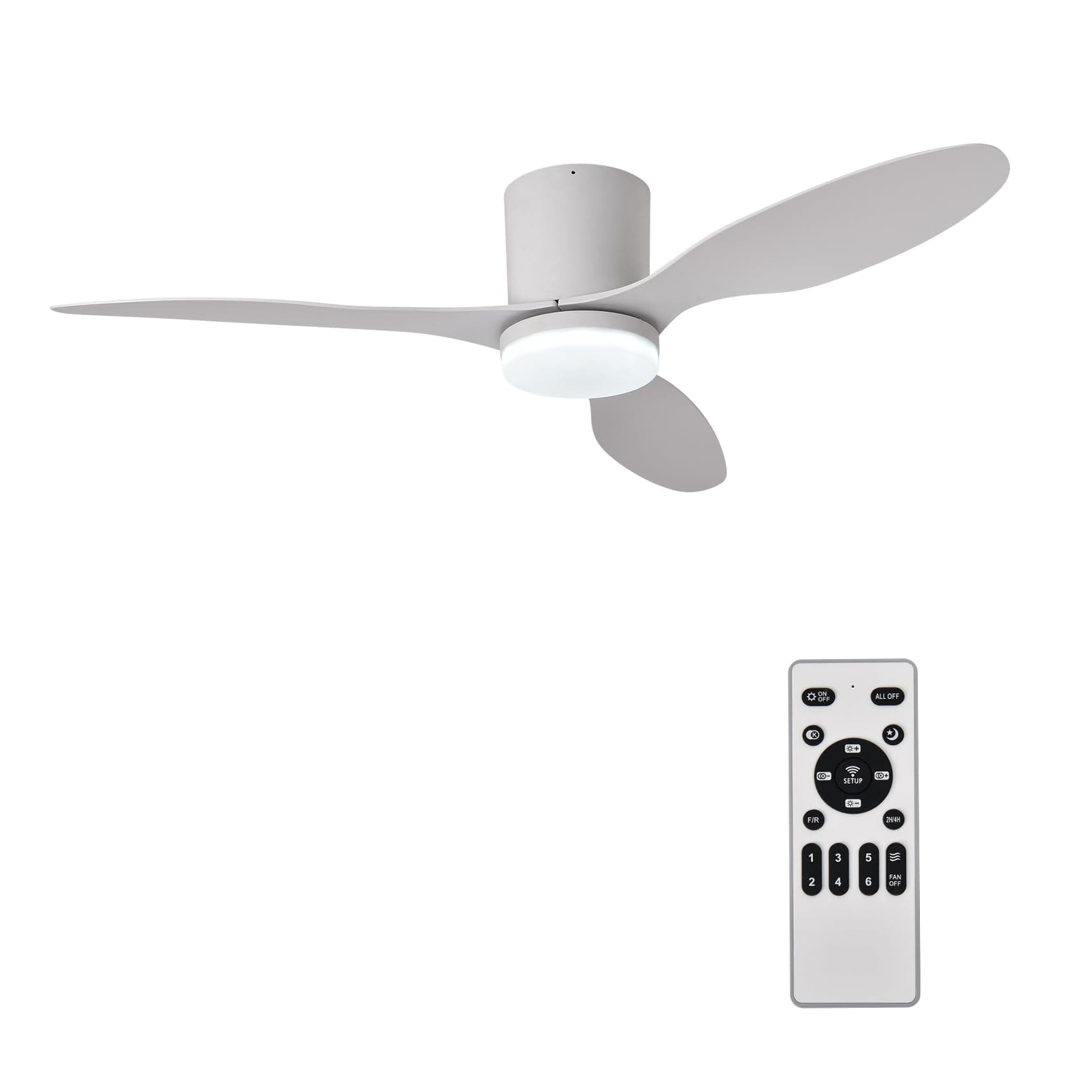 Ventilador de Techo con Luz y Mando a Distancia, 106cm, Motor DC Silencioso de Bajo Consumo, 3 Aspas de ABS Blanco (Anticorrosión), LED Regulable 3 Tonos, Temporizador, para Dormitorio y Salón
